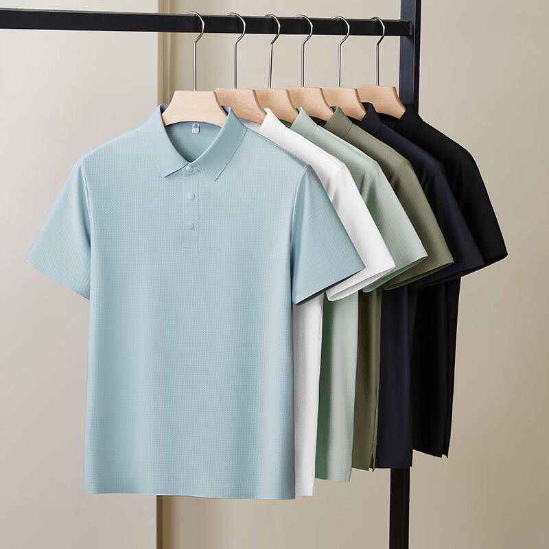 Yiliteng Men's Waffle Knit Short Sleeve Polo Shirt