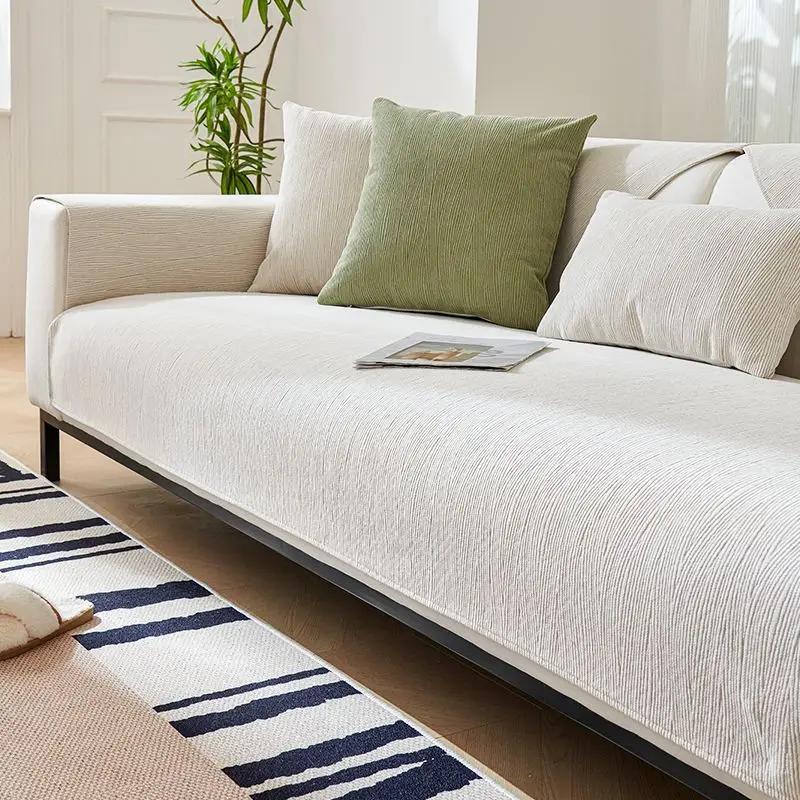 Chenille Four Seasons Universal Sofa Cover Simplicity Sofa Pad Solid Color Striped Texture Sofa Mat Living Room Couch Cushion