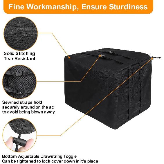 Demao AC Covers for Outside, Air Conditioner Cover for Outside Window AC Unit Cover, 600D Oxford Heavy Duty Waterproof Dustproof Window AC