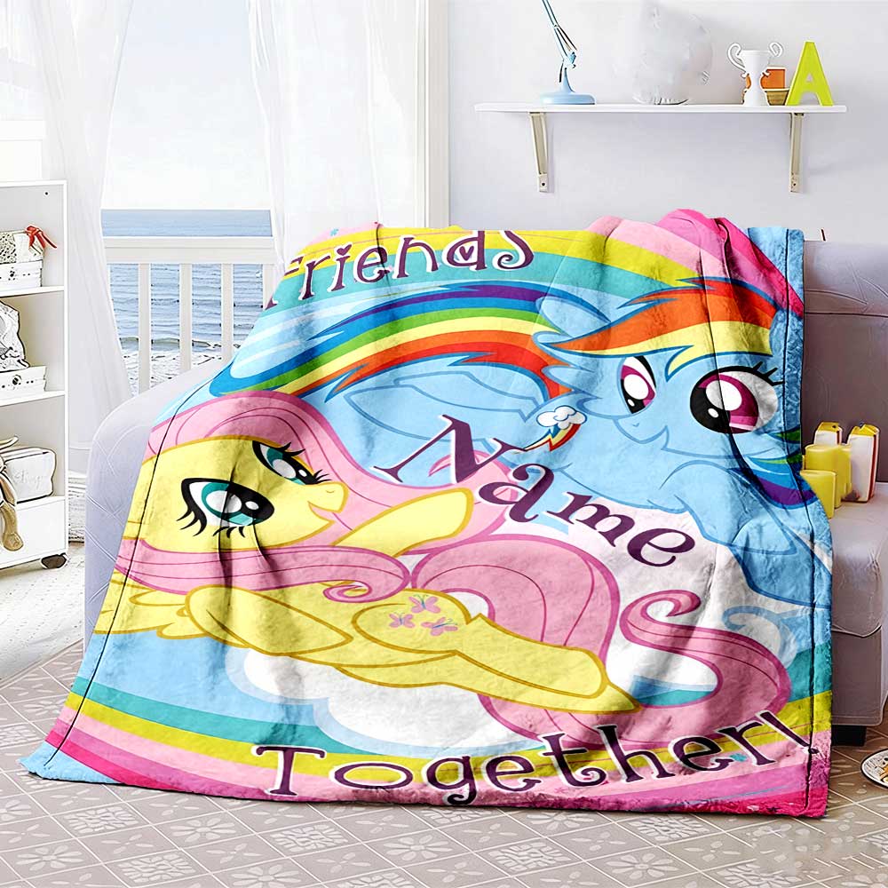 Little Pony (11) Personalized Text Blanket Multi-purpose Customizable Blanket Durable Comfort Perfect for Office Office Chair Livingroom Picnics