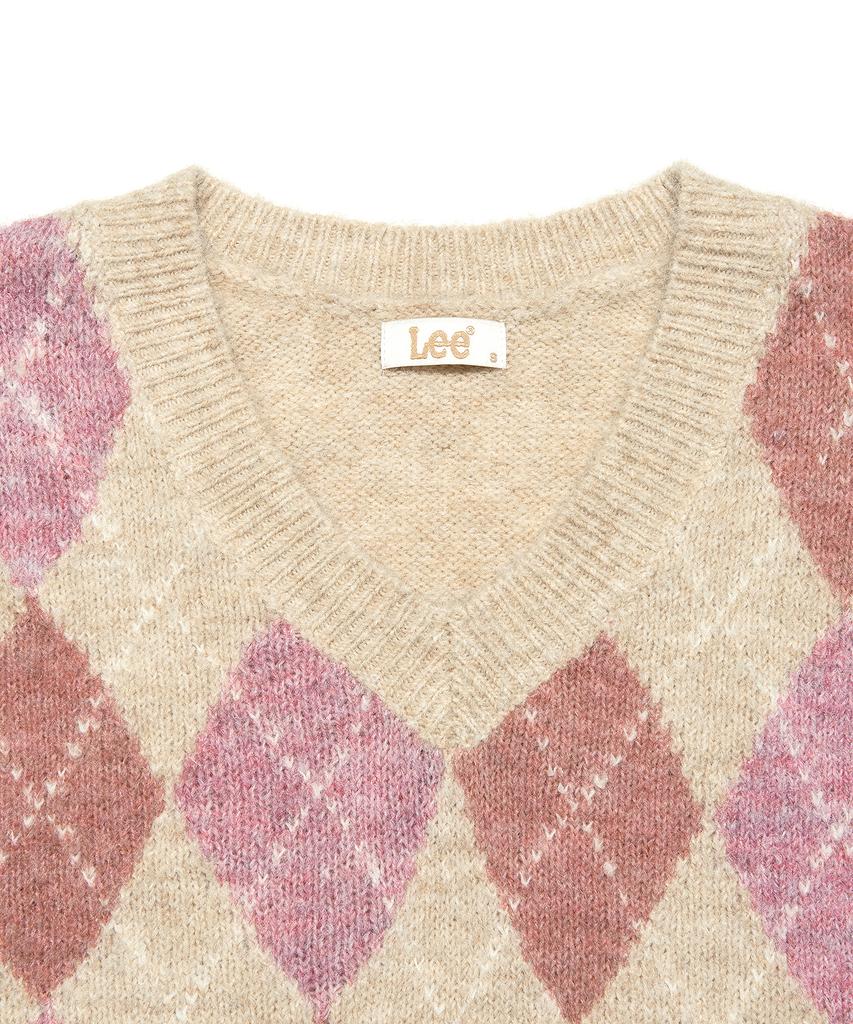 LEE Women'S V-Neck Argyle Knit Beige