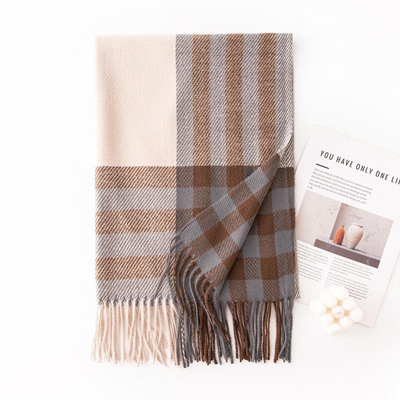 Women's New Winter Scarf All Match High End Shawl  Tassel  Korean Style Plaid  Warm Couple  Thickened Scarf