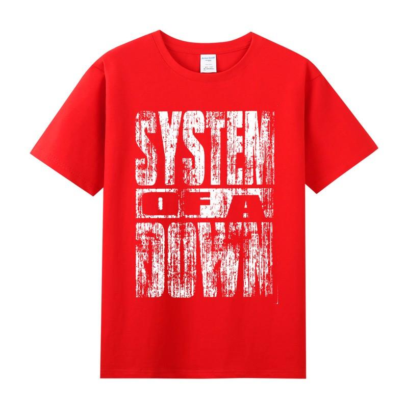 Summer Mens Clothing Rock Pure Cotton Roundneck Shortsleeved Music Rock Band System of A Down Collapse of The System