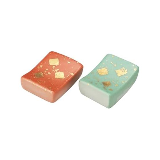 Nakamaru Kutani Ware Chopstick Rests Set - Gold Leaf Scattered K9-433 Everyday Kutani Ware Porcelain in Gift Box