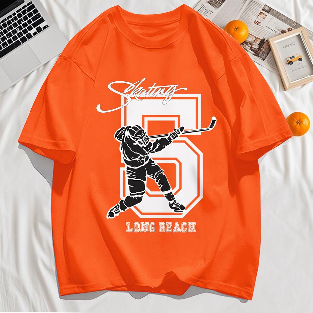Ice Hockey Long Beach Number 5 Prints Man'S Shirts O-Neck Breathable T-Shirt Cotton Short Sleeve Oversized All-Match Tops