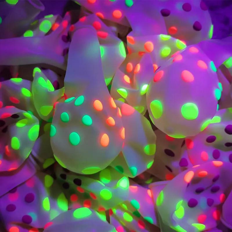 10/20pcs 12inch Fluorescent Balloon Dots Heart Star Latex Balloons  Birthday Wedding Christmas Party Decoration Kids Gifts