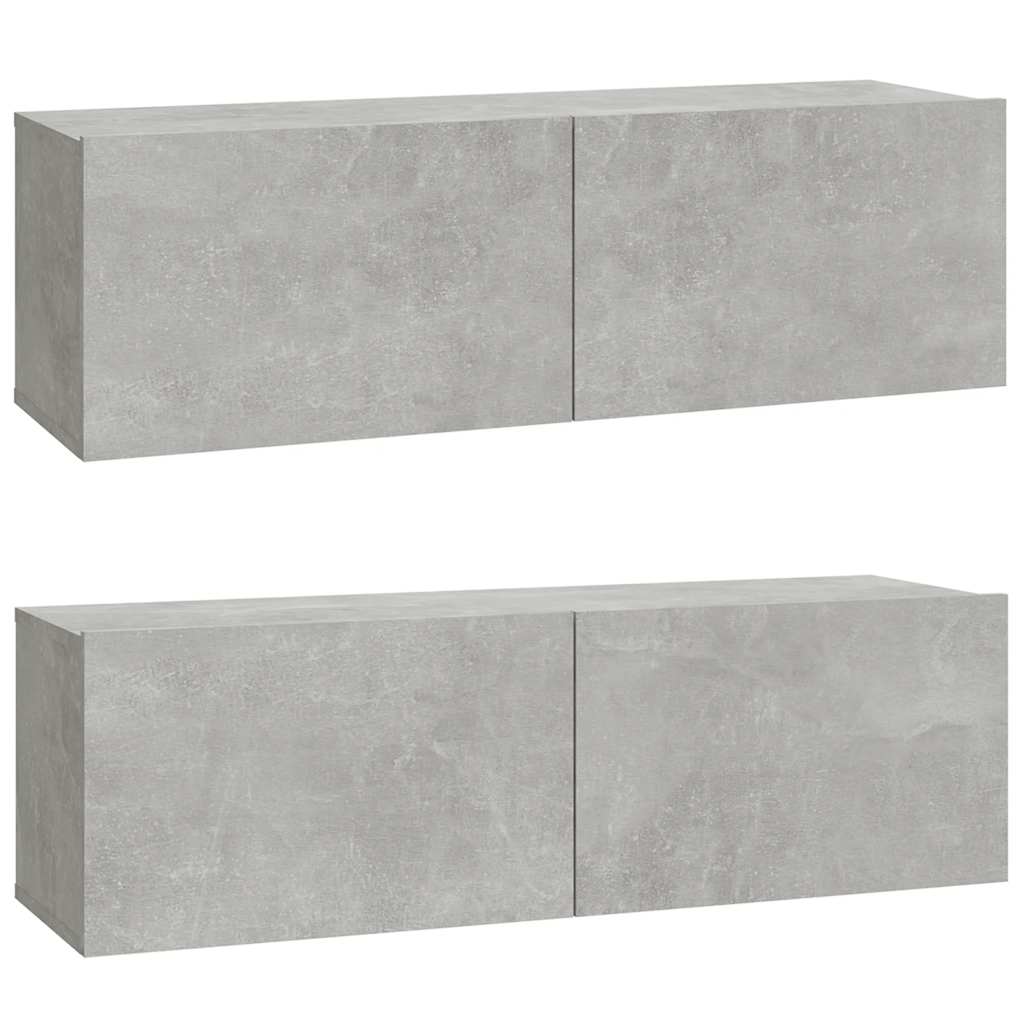 TV Wall Cabinets 2 pcs Concrete Grey 100 x 30 x 30 cm Particleboard