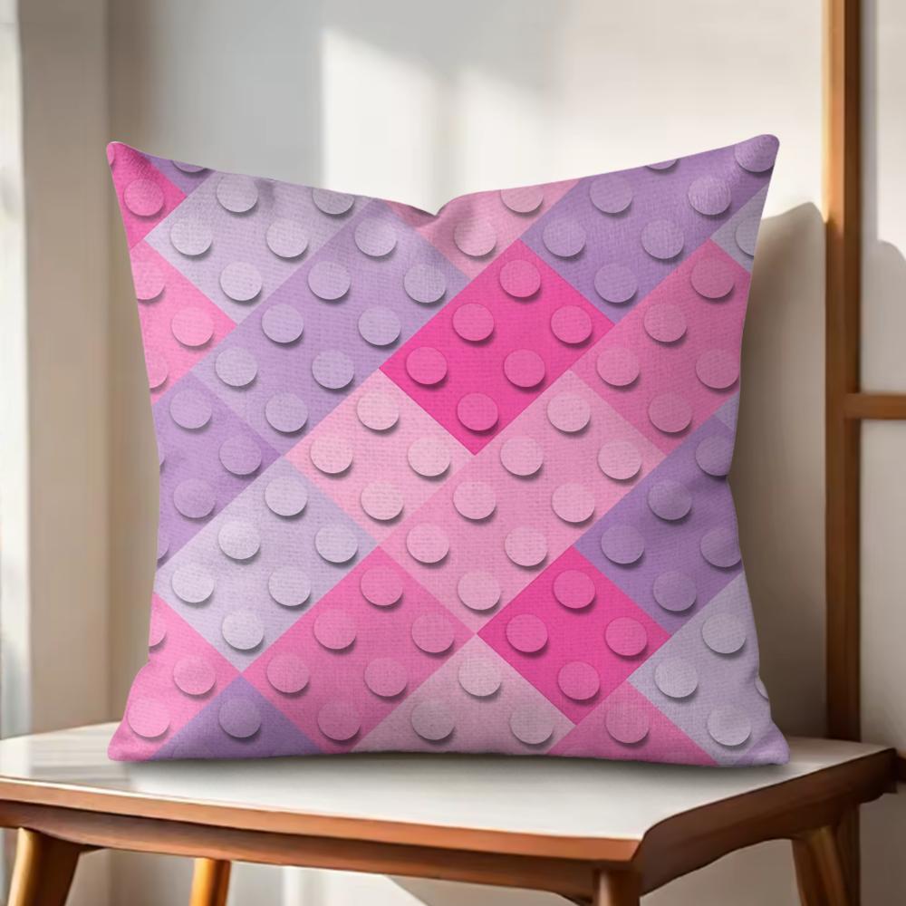 Colorful block Cushion Cover Natural Linen Organic Fabric DoubleSided Printing Couch Pillow Covers Home Decor Gift 30cmx30cm