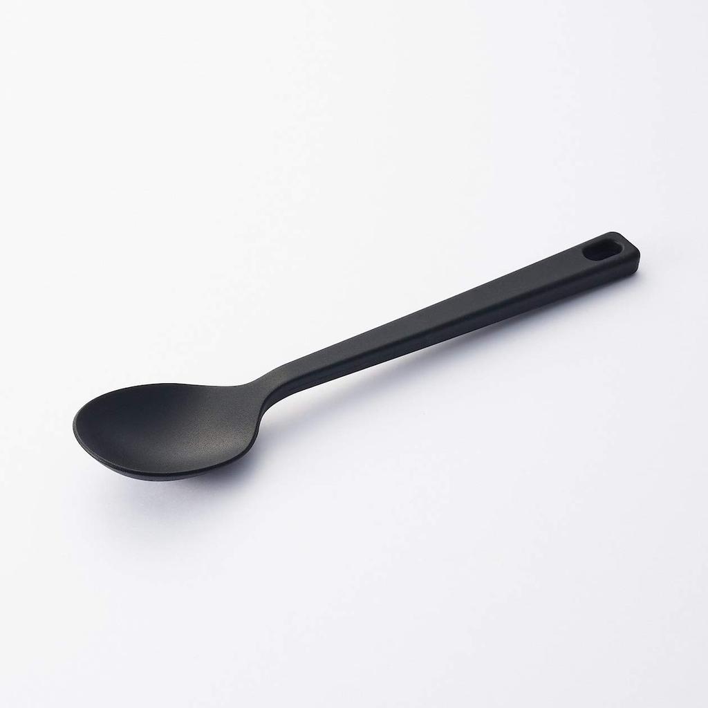 MUJI Silicone Cooking Spoon 25cm 82577105 (Small), Approx. Long, Black,