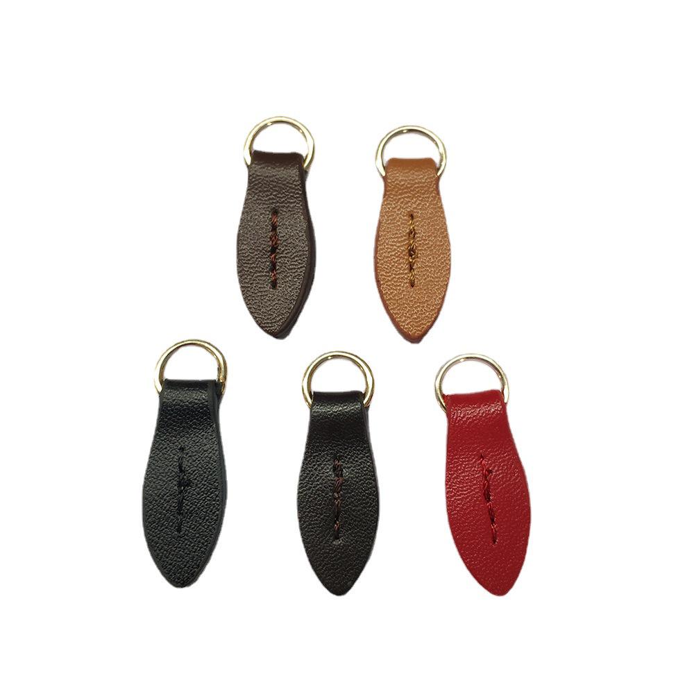 Leather Leaf Zipper Pull Pendant for Bags and Clutches - Hand-Stitched Accessory