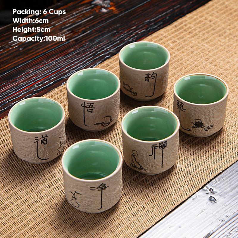 Lot de 6 tasses à café en céramique, tasses à expresso, tasses à thé japonaises en céramique, bols à thé en porcelaine, tasses à thé de l'après-midi, tasses à café, vente en gros