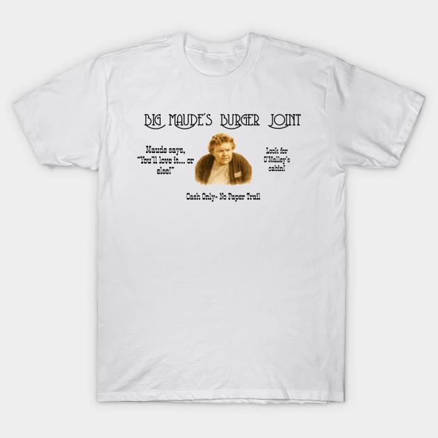 

Men Black Print T-shirt Big Maude S Burger Joint No-Cut Transfer Paper Print Cotton Tshirt 3XL