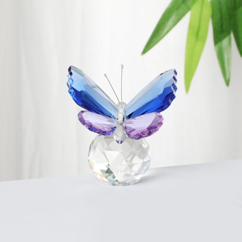 Scultura di Farfalla di Cristallo Colorata Ornamento a Forma di Farfalle di Vetro Decorazioni di Insetti Simulati Regalo Unico Fatto a Mano
