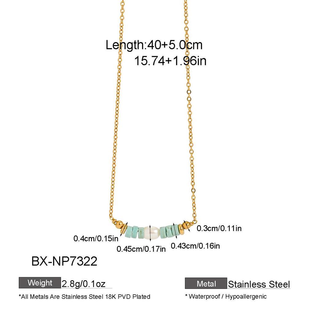 New Style Light Luxury Natural Stone Pearl Necklace with Titanium Steel Plated Gold Women's Thin Chain - Vacation Style Temperament.