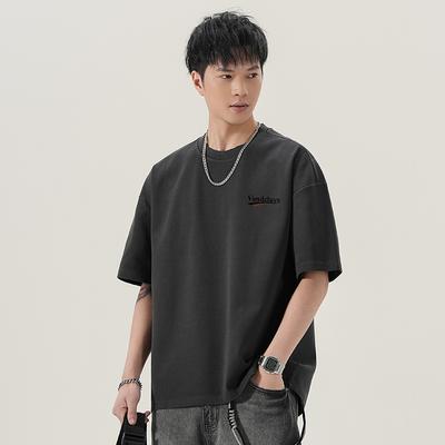 Round Neck T-shirt American Heavyweight 300g Relaxed Fit Printed Top Summer Everyday Short-sleeved Men