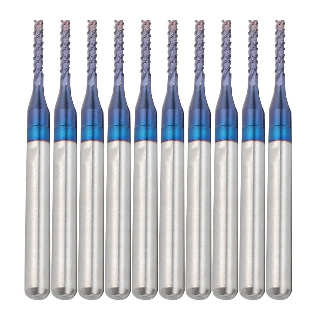 

10pcs Carbide Router Cutting Bit Blue Corn End Mill Engraving Bit for CNC PCB Machinery (1.4mm)