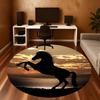 1pc Horse in Sunset Round Chair mat Area Rug - Non-Slip, Floor Mat for Office, Bedroom, Ideal home decor Christmas Gift p0811451