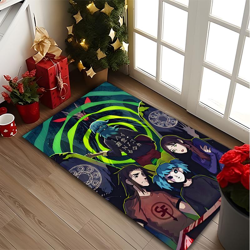 [Green Cosmic Swirl Printed Carpet] Non-slip Office Rug, Cozy Area Carprt for Living Room Use, Soft Home Sofa Chair Mat