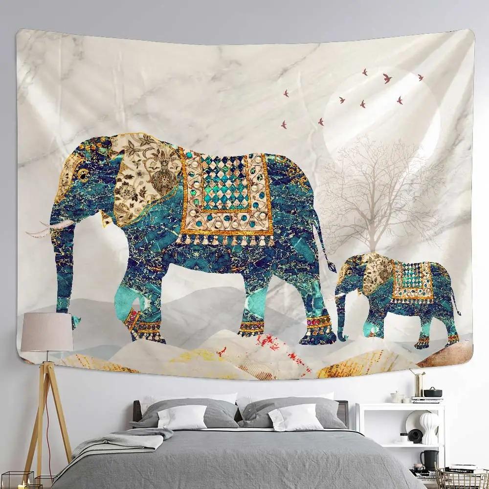 Vintage Elephant Mural Tapestry Office Living Room Decoration Home Wall Tapestry
