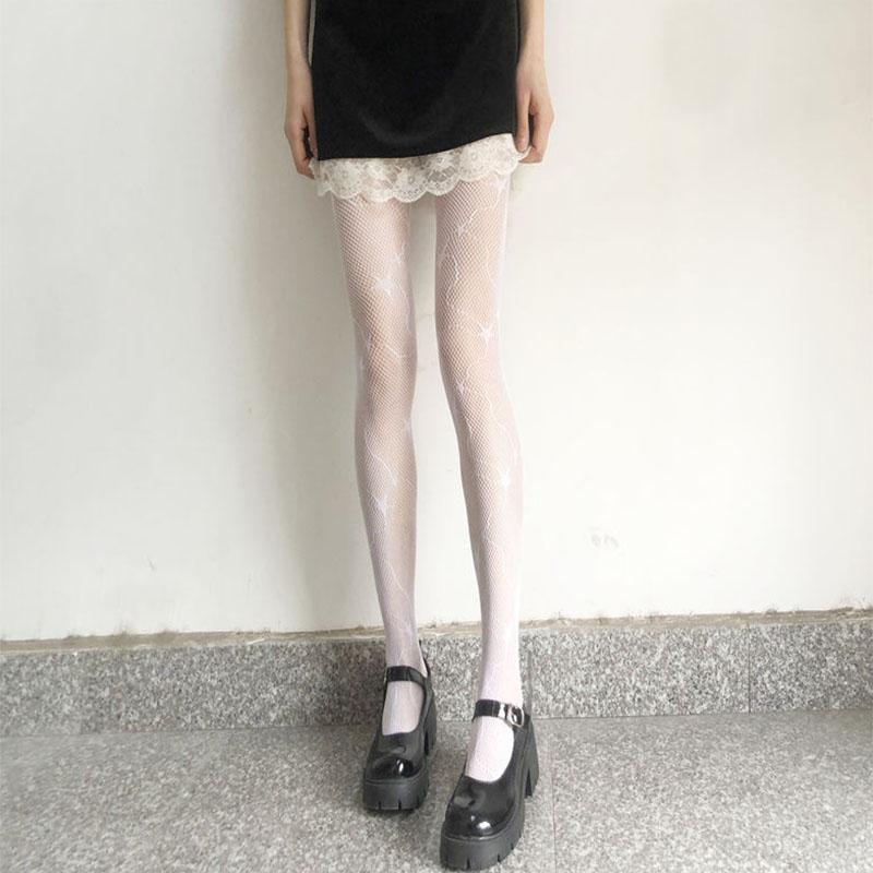 16 Styles Hollowed Out Lace Mesh Stockings Bottomed Pantyhose High Waist Tights Fishnet Stocking Lolita Style For Women