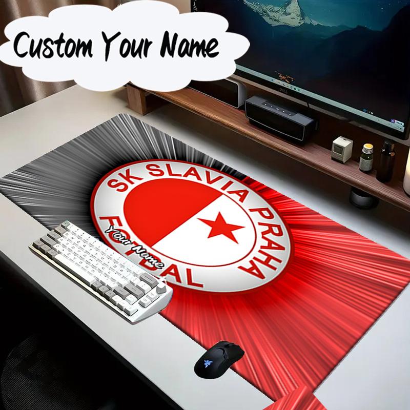 Custom Name Mouse pad Red And White Prague Football Mouse Pad Desk Mat, Non-Slip Rubber Backer Pad For Computer Notebook Gaming Mouse Pad Gift