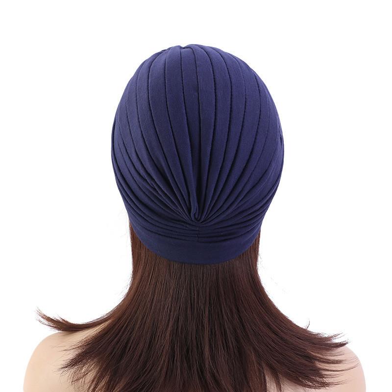 Indian Muslim Women Turban Jersey Hijab Bonnet Pleated Cap Hair Loss Hat Islamic Under Scarf Head Wrap Chemo Caps Beanies Cover