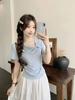 Summer Slim-fit Short Off-shoulder T-shirt Women's Design Sense Slim-fit and Thin Niche Short-sleeved Chic T-shirt Top