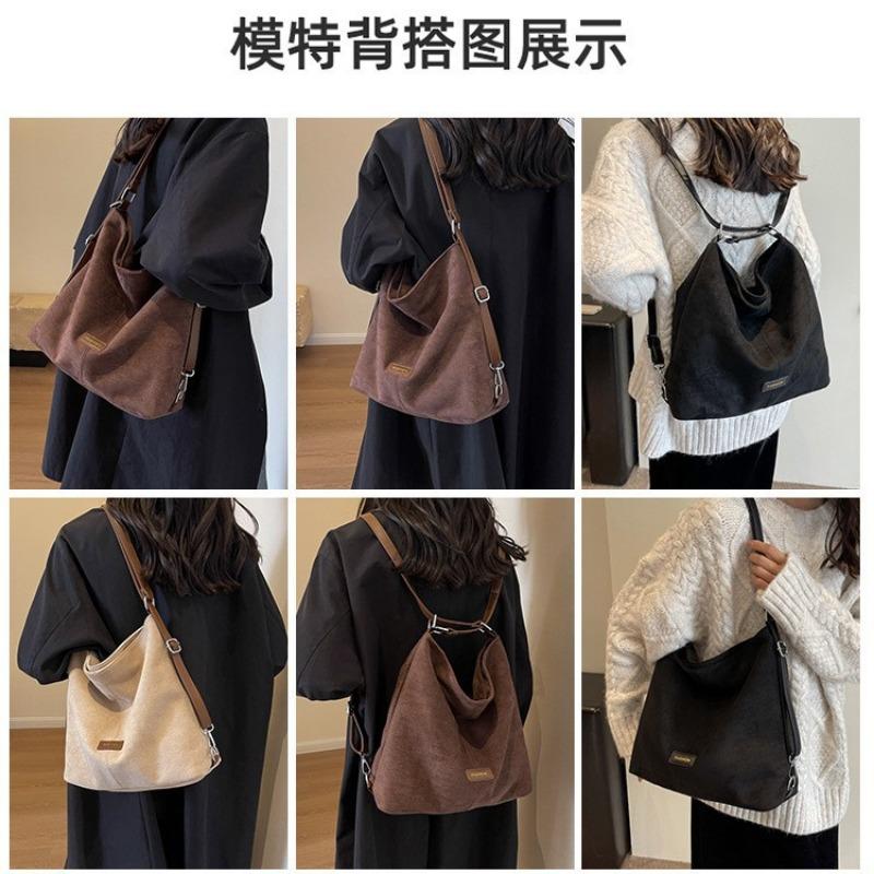 Fashion retro large-capacity bag women's autumn and winter new double shoulder shoulder bag casual commuter multi-functional bag