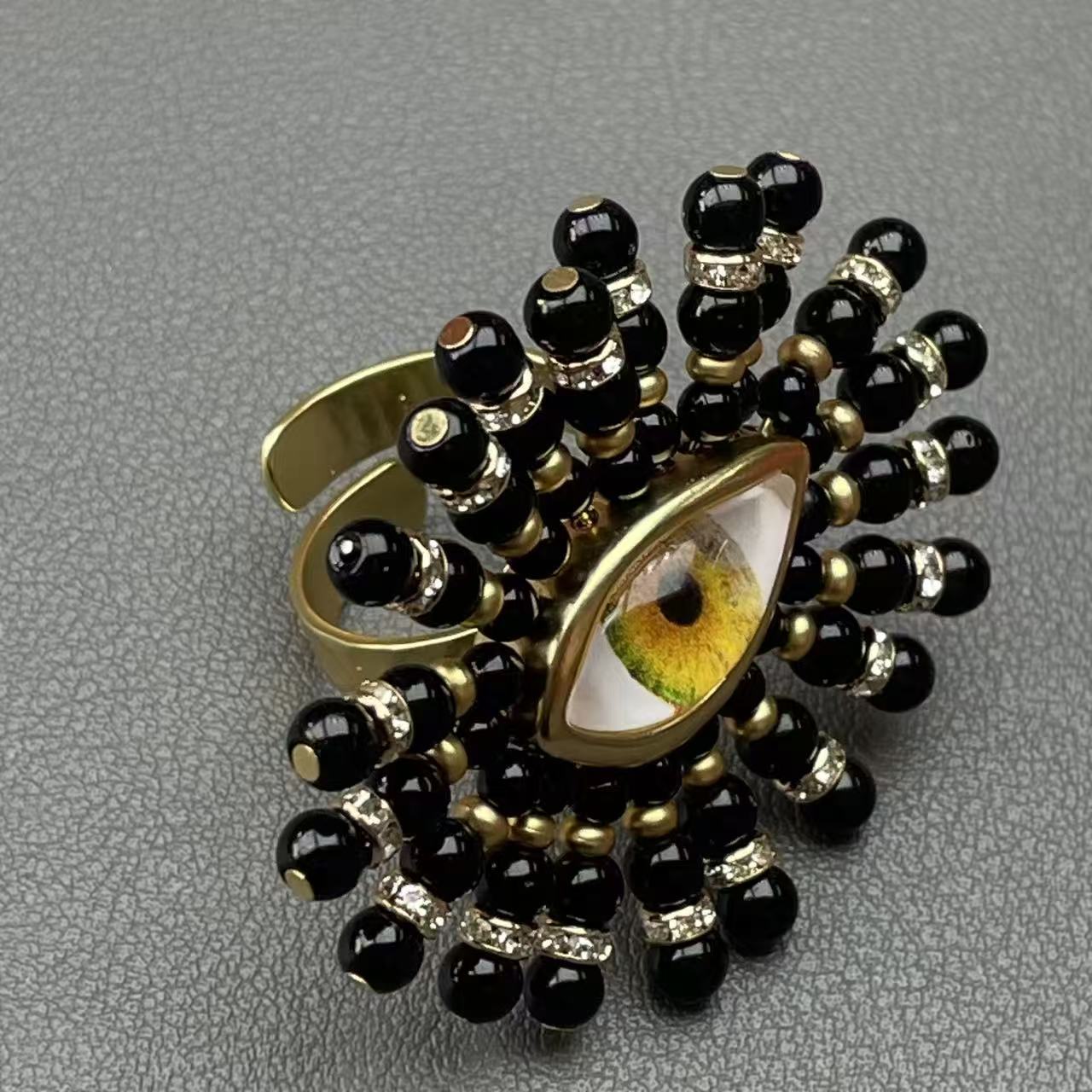Style Xiapa New Devil s Eye Bead Jewelry Old Money High-end Vintage Exaggerated Earrings