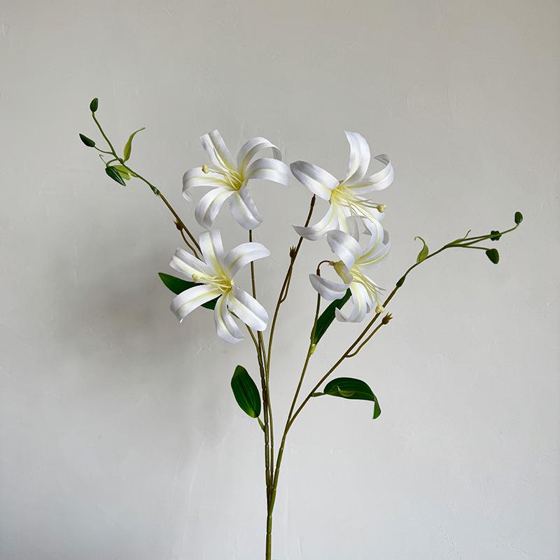 Lifelike 3D Lily Flower Arrangement for Home & Wedding Decor белый