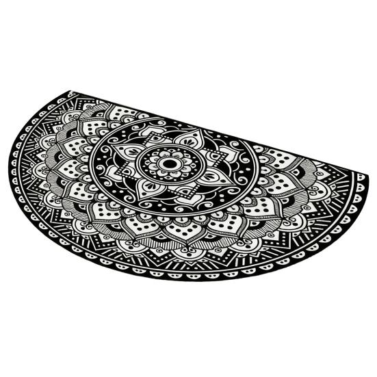 Floral Doormat Absorbent Half Round Floor Mat Non-Slip Door Mat Decorative Entrance Rug for Living Room Bathroom Kitchen
