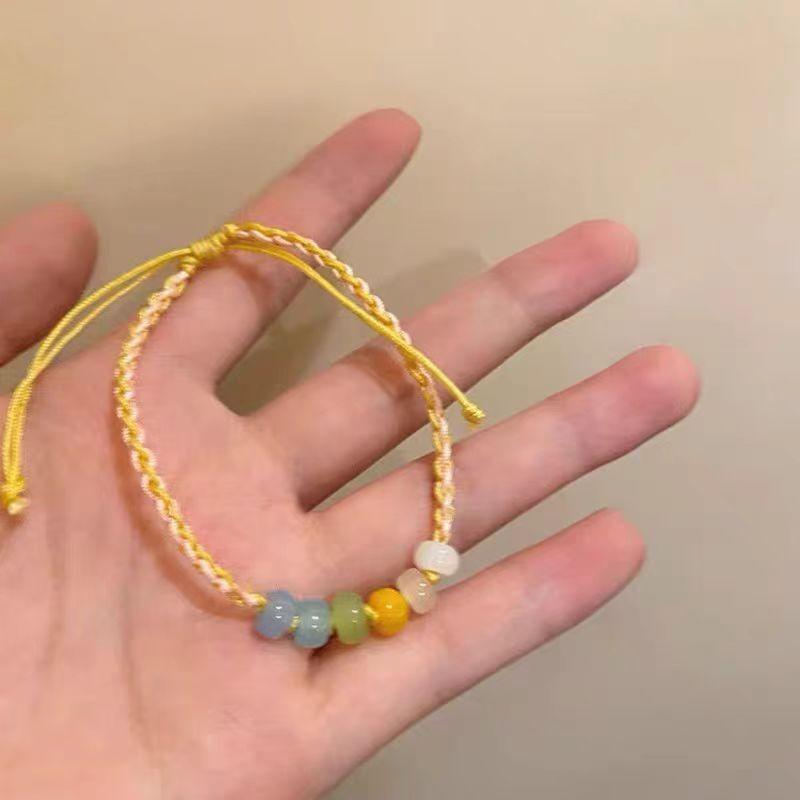 Bohemian Color Ethnic Style Hand-Woven Beaded Bracelet French Holiday Style Adjustable Bracelet Summer