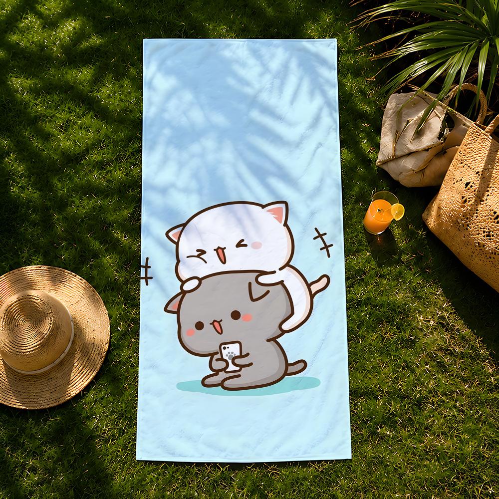 Character P-Peach C-Cat Towel Beach Towel, Quick Drying Absorbent Bath Towel For Swim,Gym,Camping,Outdoor Hot