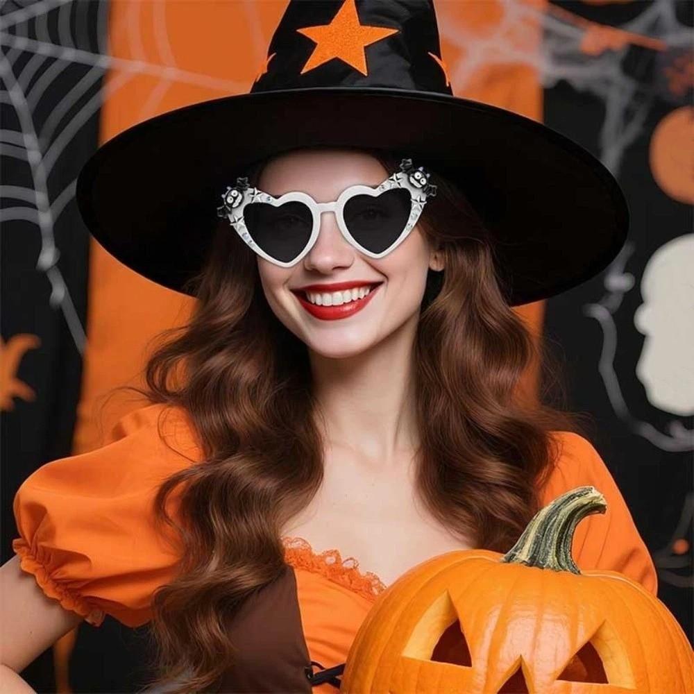 Creative Halloween Heart Pumpkin Glasses Plastic Bat Shaped Sunglasses  Halloween Party