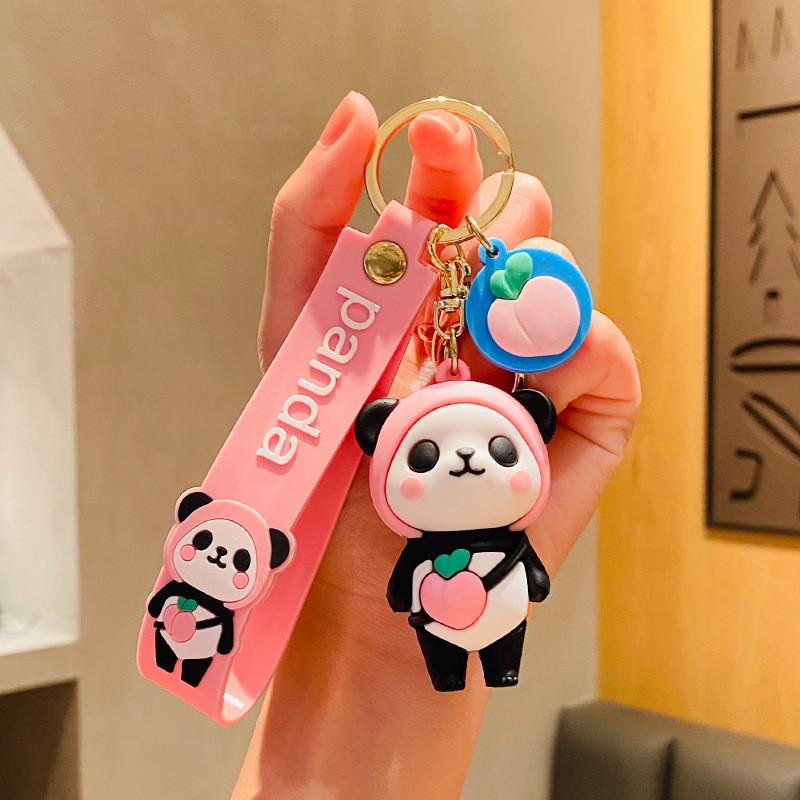 

Fruit Adorable Panda Keychain Cute Cartoon Style For Car Or Accessory Backpack