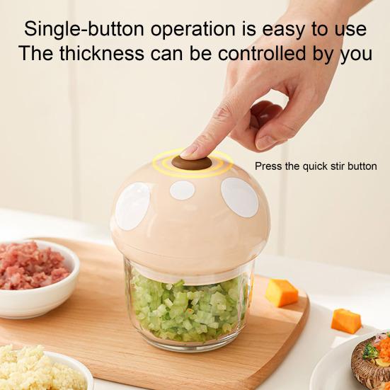Electric Garlic Chopper Mini Food Processor for Mincing Garlic Meat Quiet Mushroom Shape Compact Kitchen Gadget for Home Cooking