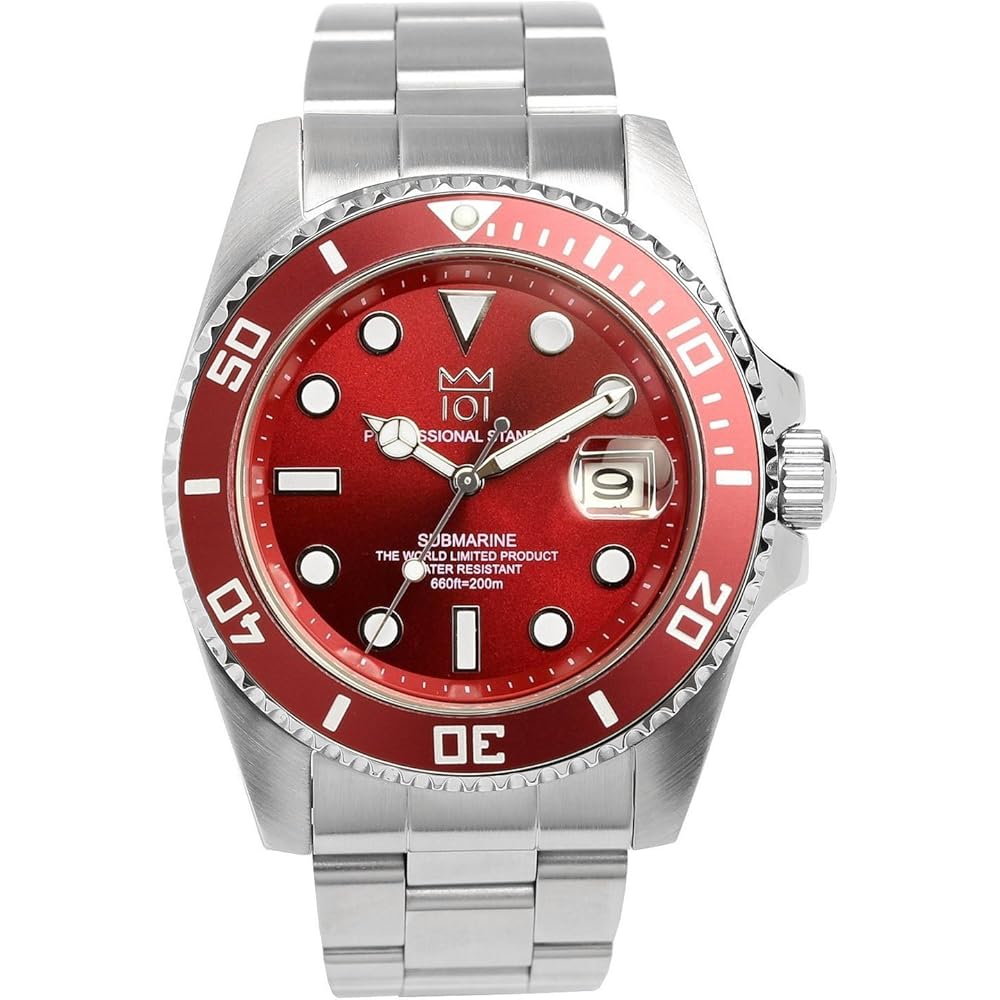 Hyakuichi 101 Quartz Diver s Watch 20 ATM Water Resistant Date Display Red