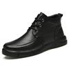 Men's Shoes Large Size Business Leather Boots Men's Business Dress Casual Boots Autumn and Winter High-top Lace-up Short Boots Genuine Leather Cott