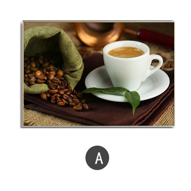 

Холст Картина Ресторан Кофейная Чашка Бобы Кофейник Настенное Искусство Современная Модульная Картина Для Украшения Кухни HD Печатный Плакат 21*30cm