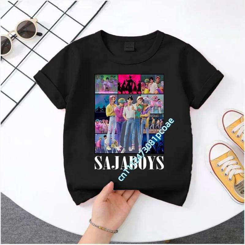 2026 New  K-POP Saja Boys Print Short-Sleeved Spring Summer Clothing for Boys and Girls Cute Polyester T-shirt for Boys and Girls