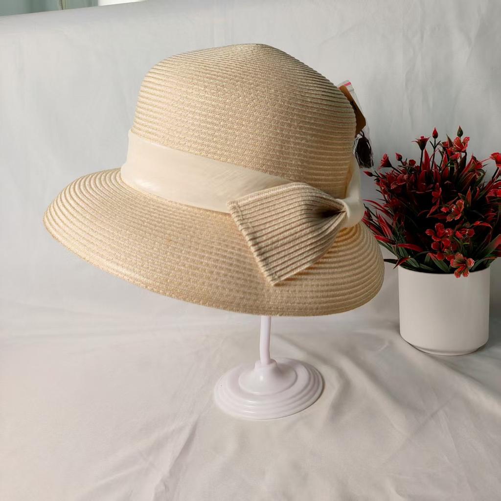 Straw hat women's summer bow straw beach hat outdoor travel sun hat new sun hat