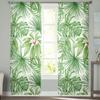 Green Flower Plant Leaves Window Treatment Tulle Modern Sheer Curtains for Kitchen Living Room the Bedroom Curtains Decoration