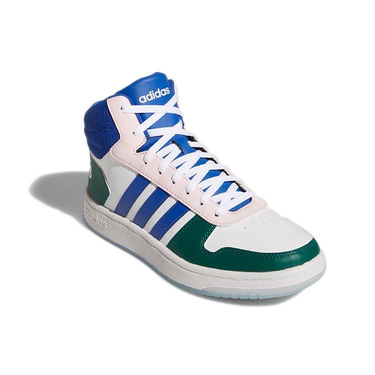 Adidas Neo Mid Splicing Shock Absorption Non-Slip Wear-Resistant Retro Basketball Shoes Women Sneakers White Blue Green GY5900