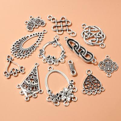 20pcs Alloy Metal Boho Charms Connector Pendants Vintage Style Antique Silver Plated Craft DIY Jewelry Making Accessories