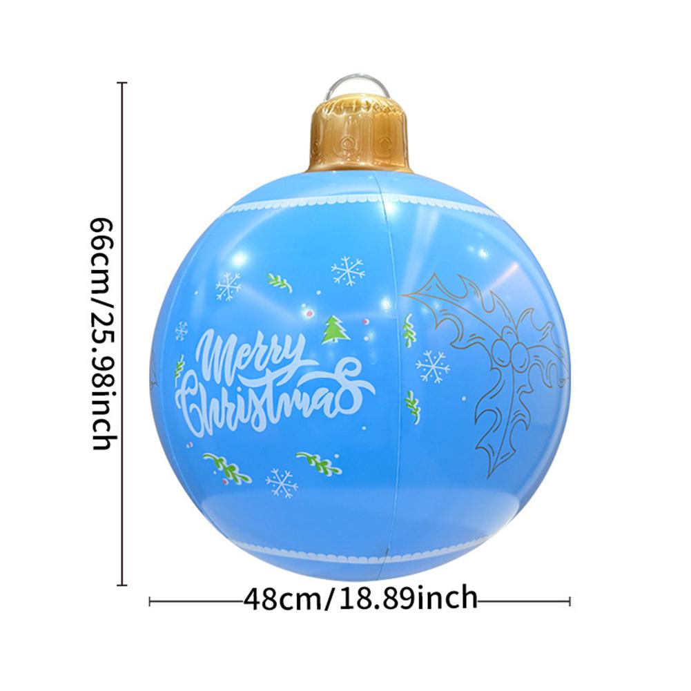 48cm Christmas Inflatable Ball Pendant Colored Xmas Print Ball Decoration Ornament Celebration Ball Party Home Festive Decor