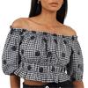 Womens/Ladies Anglaise Gingham Puff Sleeve Top