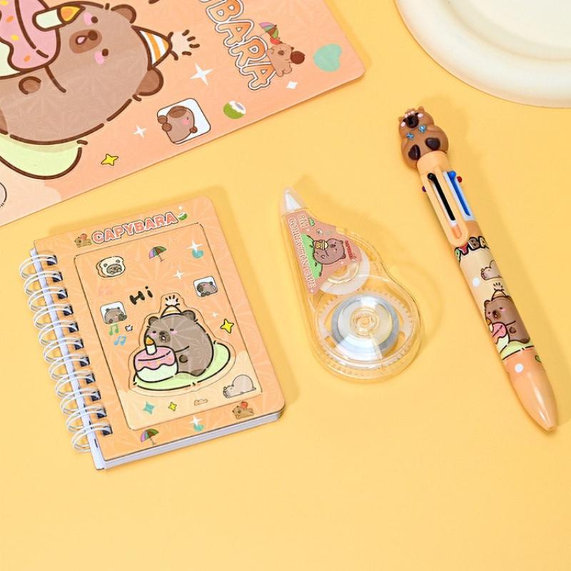 3Pcs Cartoon Learning Stationery Set Ballpoint Pen Correction Belt School Notebook Set Student Stationery Gifts Wholesale
