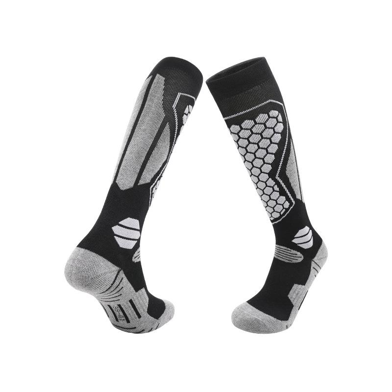 Thick Merino Wool Over-the-Calf Ski Socks - Non-Slip, Warm, and Cold-Resistant