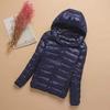 Clearance: Women's Large Hooded Thin Down Cotton Jacket - Short Style, Stand Collar