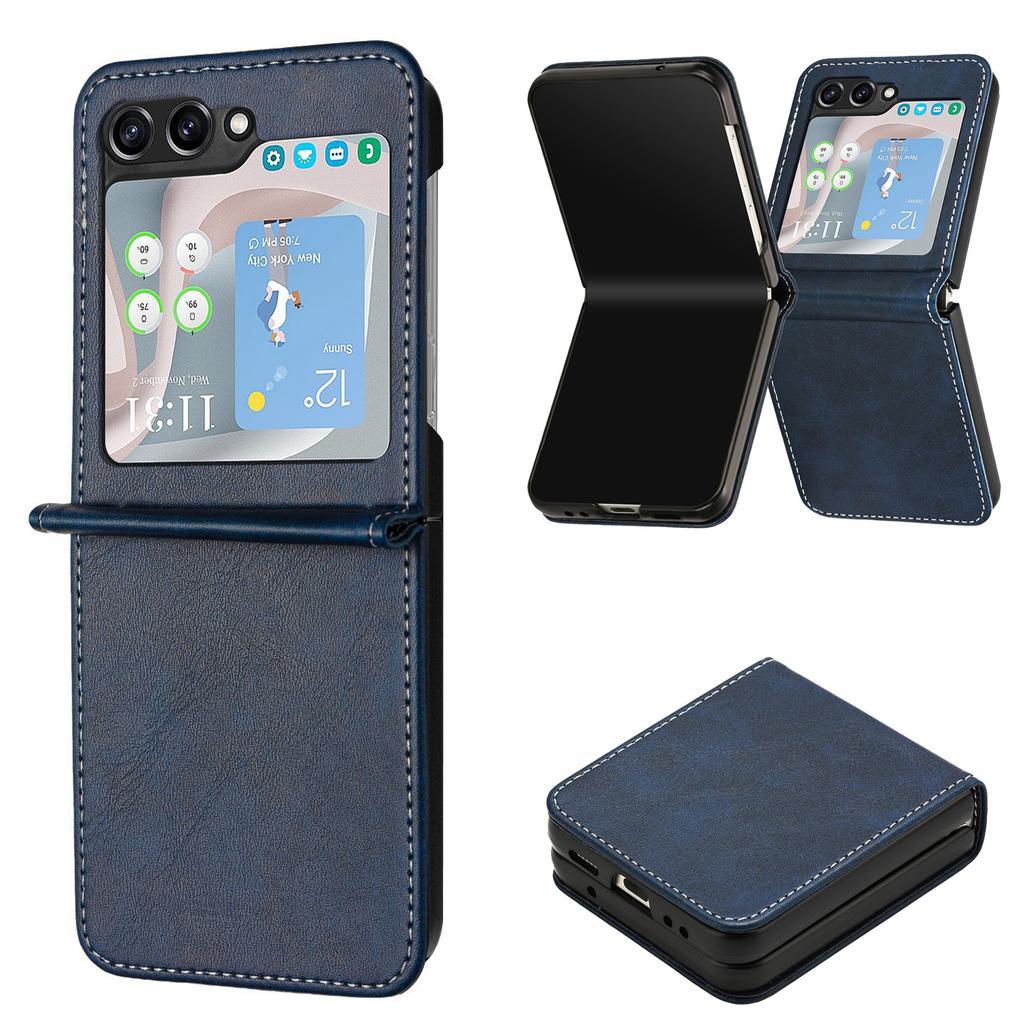 For Samsung Galaxy Z Flip7 FE 5G/Z Flip6 5G/Z Flip5 5G Case PU Leather Hard PC Phone Cover Calf Texture